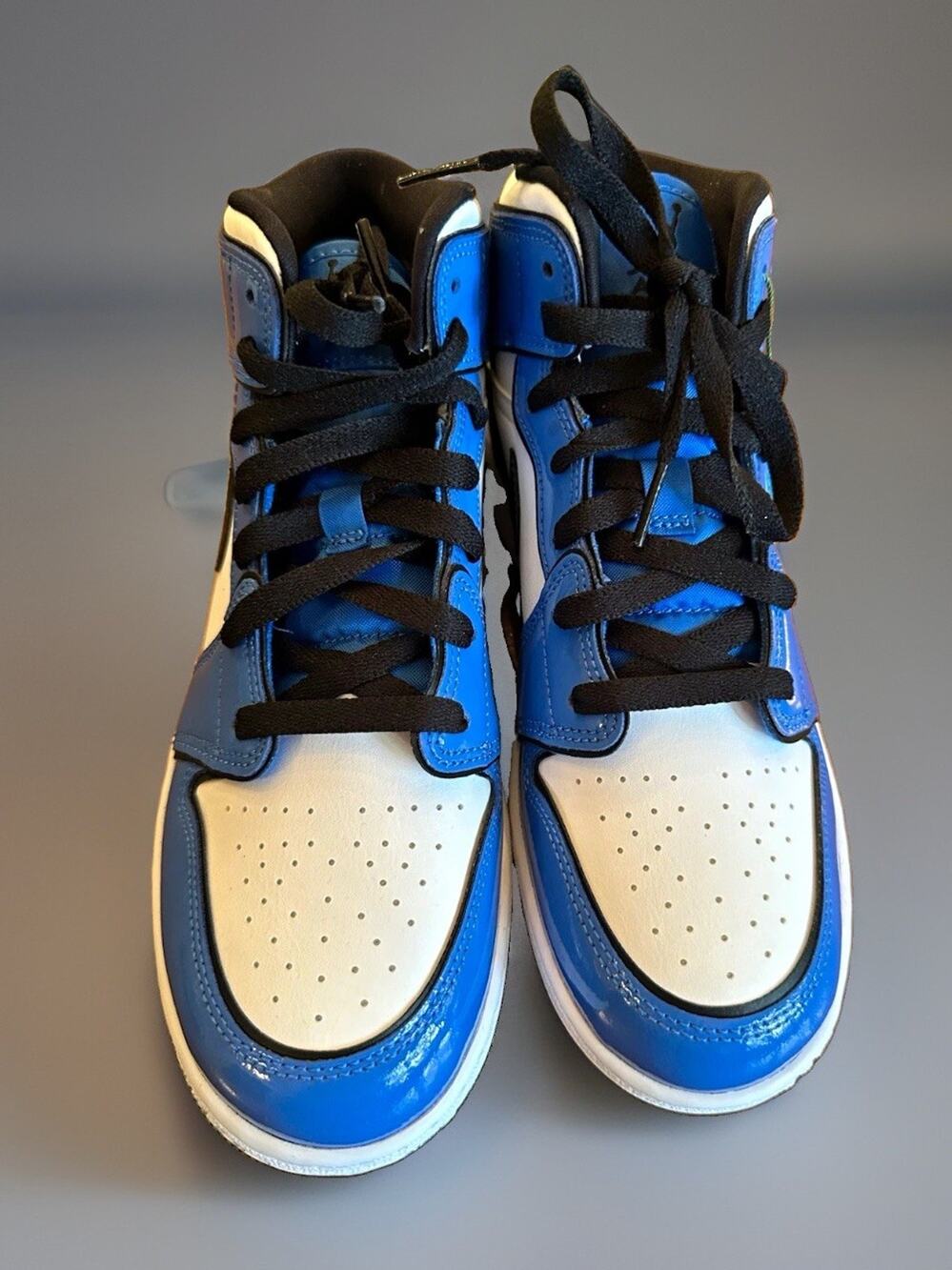 Auth Air Jordan 1 Mid Blue/White/Black YOUTH Size 7 Basketball Sneakers NWOB